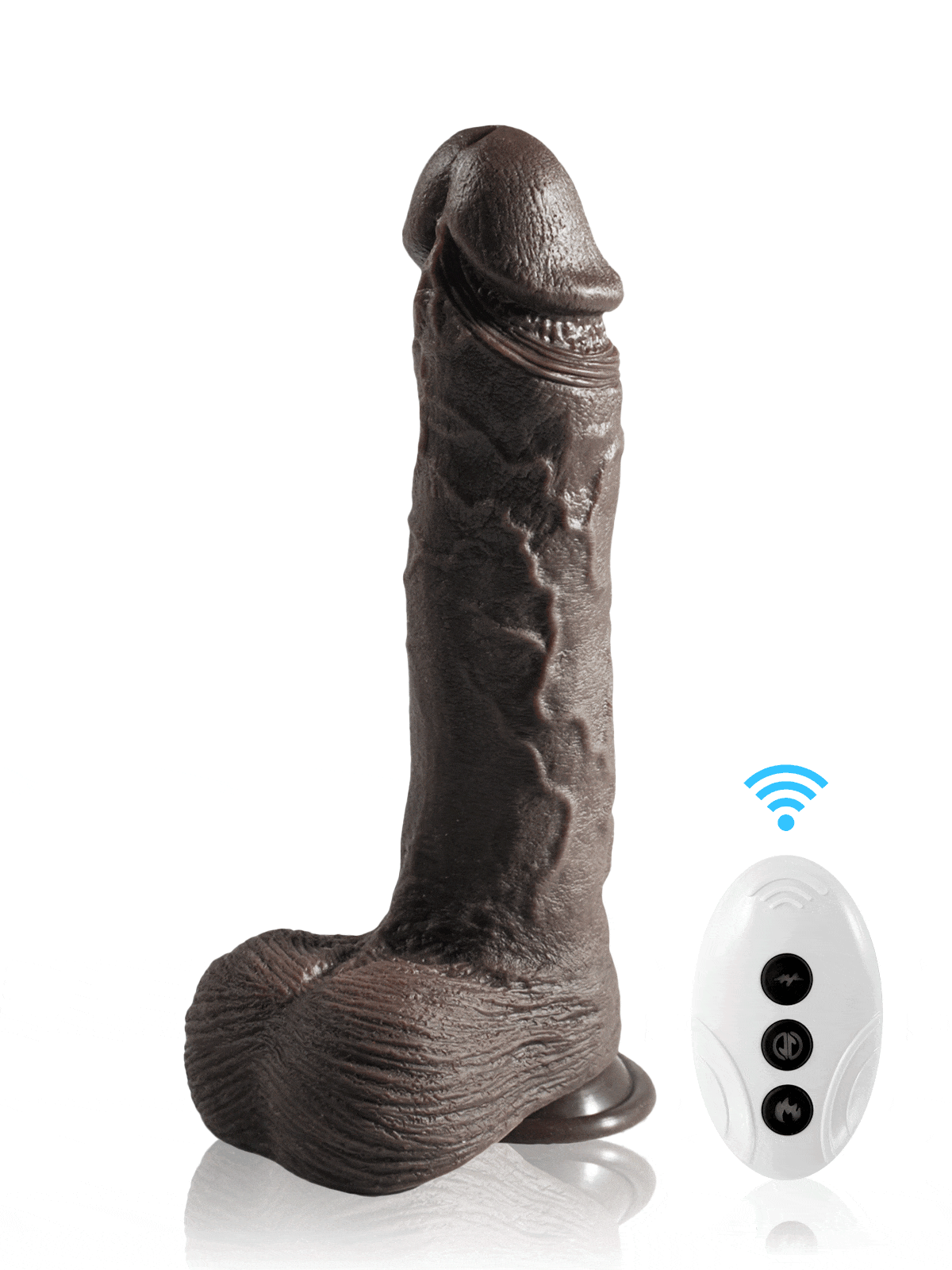 Grey 10" x 1.9" Black 7 Modes Thrusting & 3 Modes Vibrating Dildo