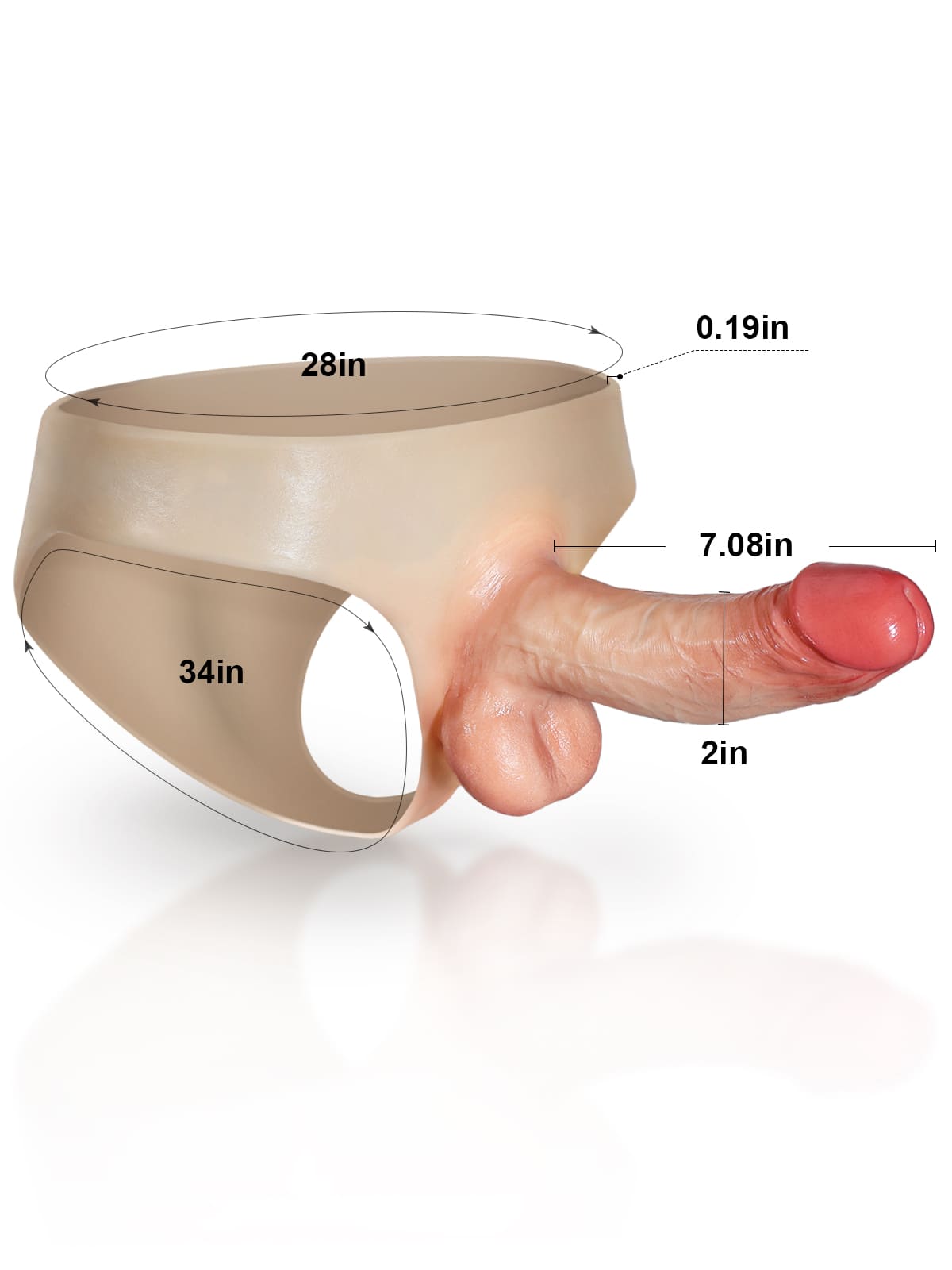 Silicone Strap On With 7" * 2" Solid Dildo & Moving Balls Realistic Lesbian Sex Toys