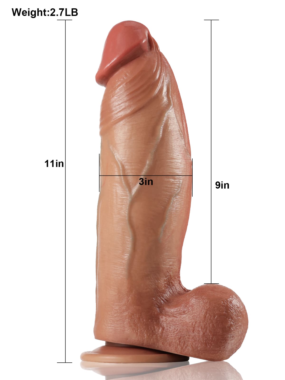 Zeus 11" x 3" Brown Strong Extra Huge Thick Dual Density Dildo