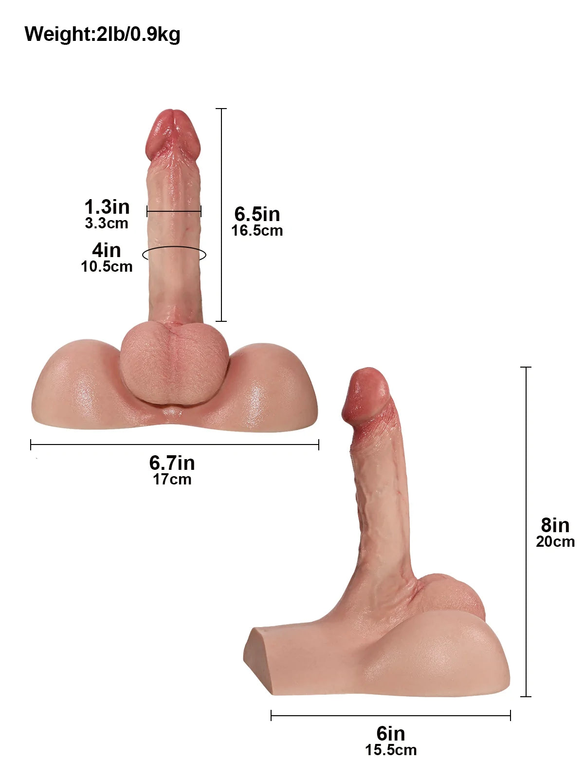Silas | 6.5" x 1.3" Lifelike Torso Dildo with Soft Booty and Anal Channel