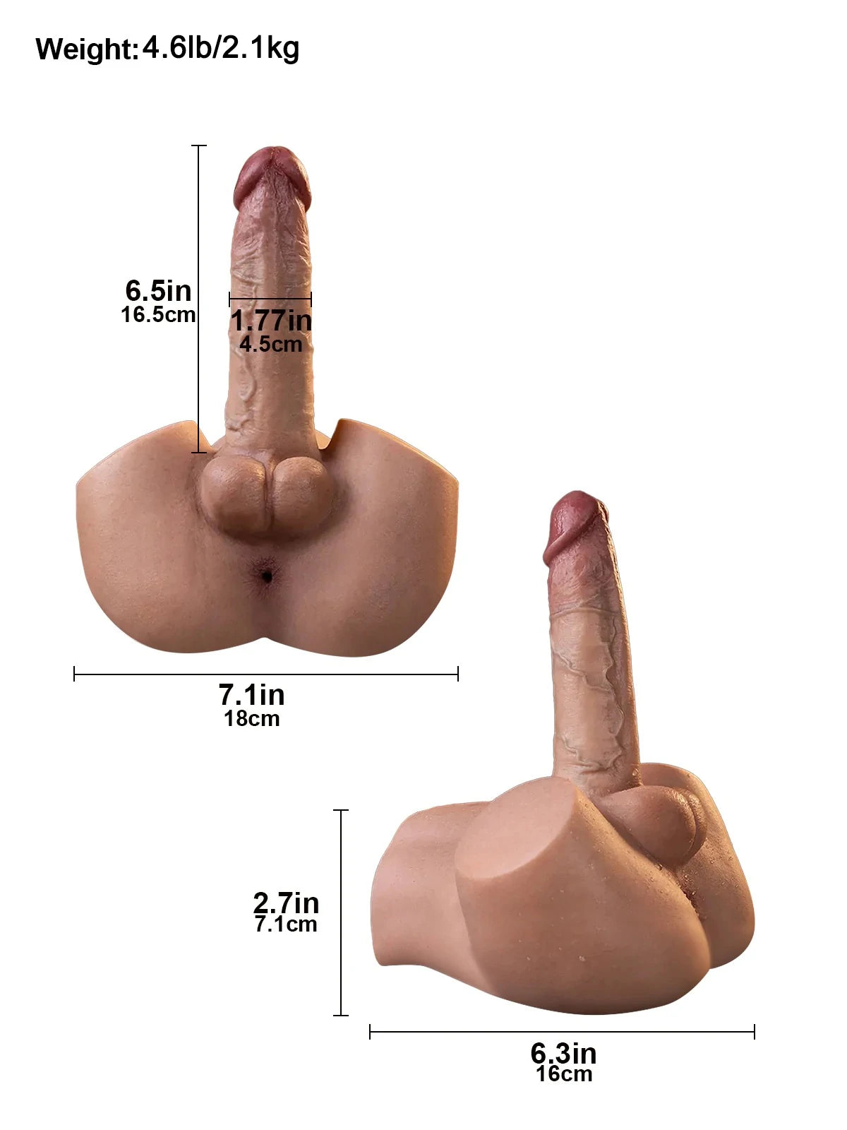 Ryder | 4.6LB Small Silicone Male Sex Torso with 6.5" Big Dildo