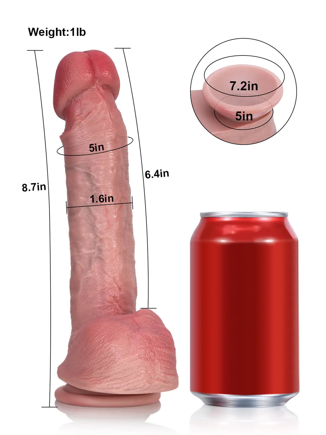 Robert | 8.7" x 1.6" - Real Feeling Big Mushroom Head Glans Dildo