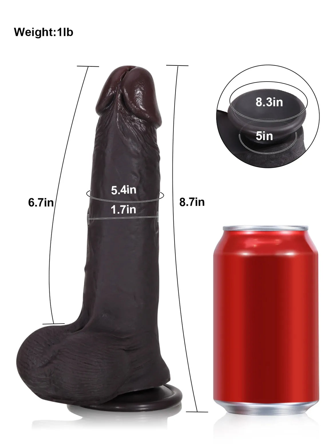 8.4" x 1.8" Black Sliding Skin Dildo With Moving Balls