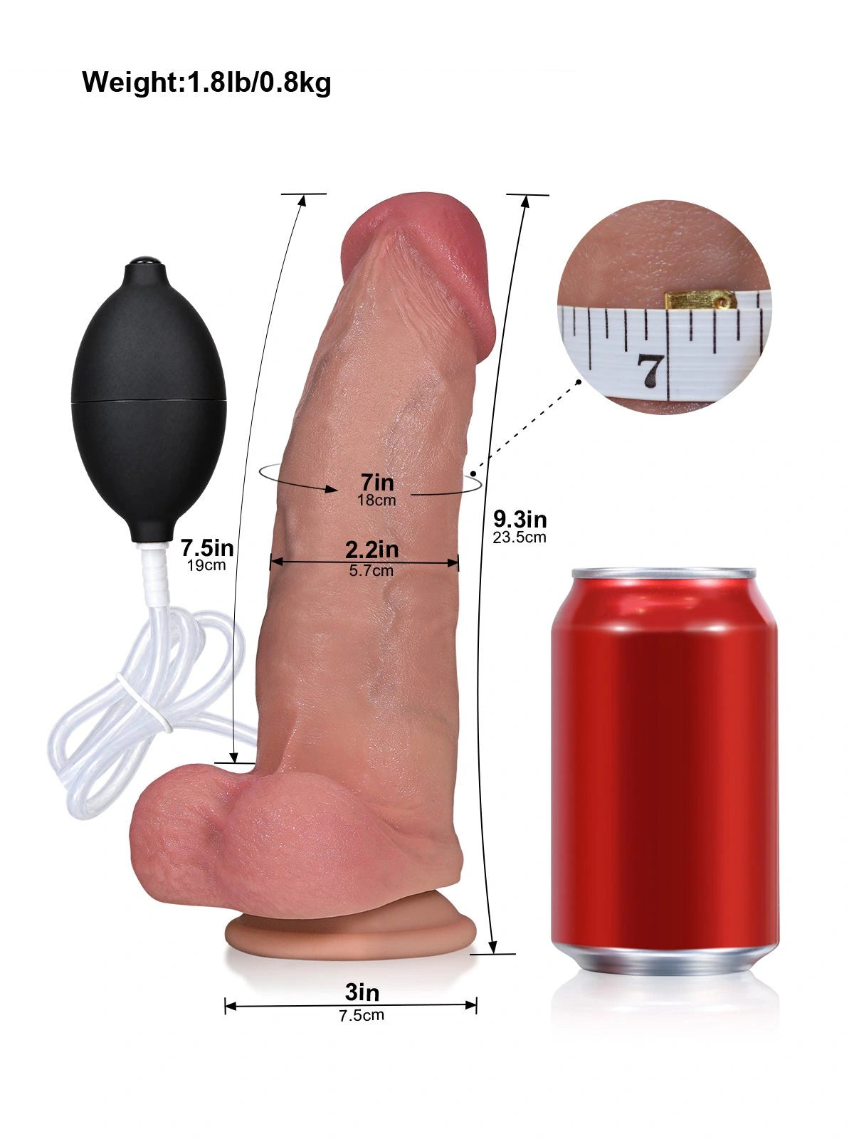Mateo | 9.3" x 2.2" Squirting Realistic Dildo with Sliding Skin and Mushroom Head
