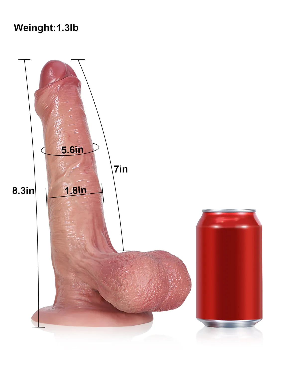 8.3" x 1.8" - Uncircumcised Dildo With Swinging Saggy Balls & Metal Keel Bendable