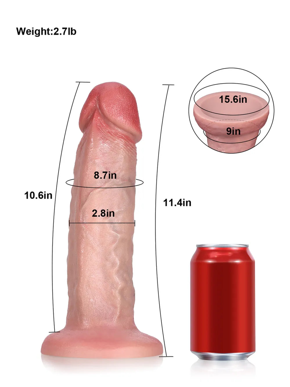 11.4" x 2.8" - Extra Huge Thick Dual Density Anal Dildo