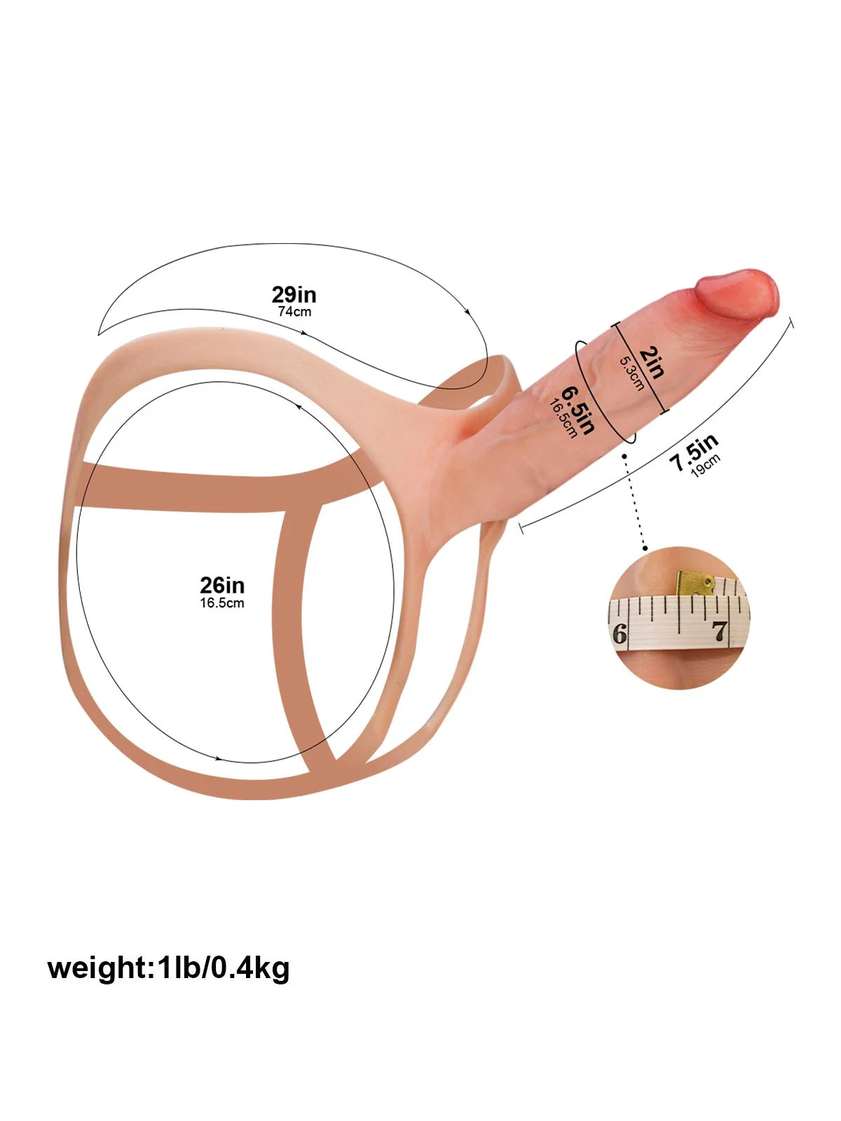 Emberfall | 7.5" x 2" Hollow Ultra Slim Open Ball Realistic Wearable Strap-On Dildo