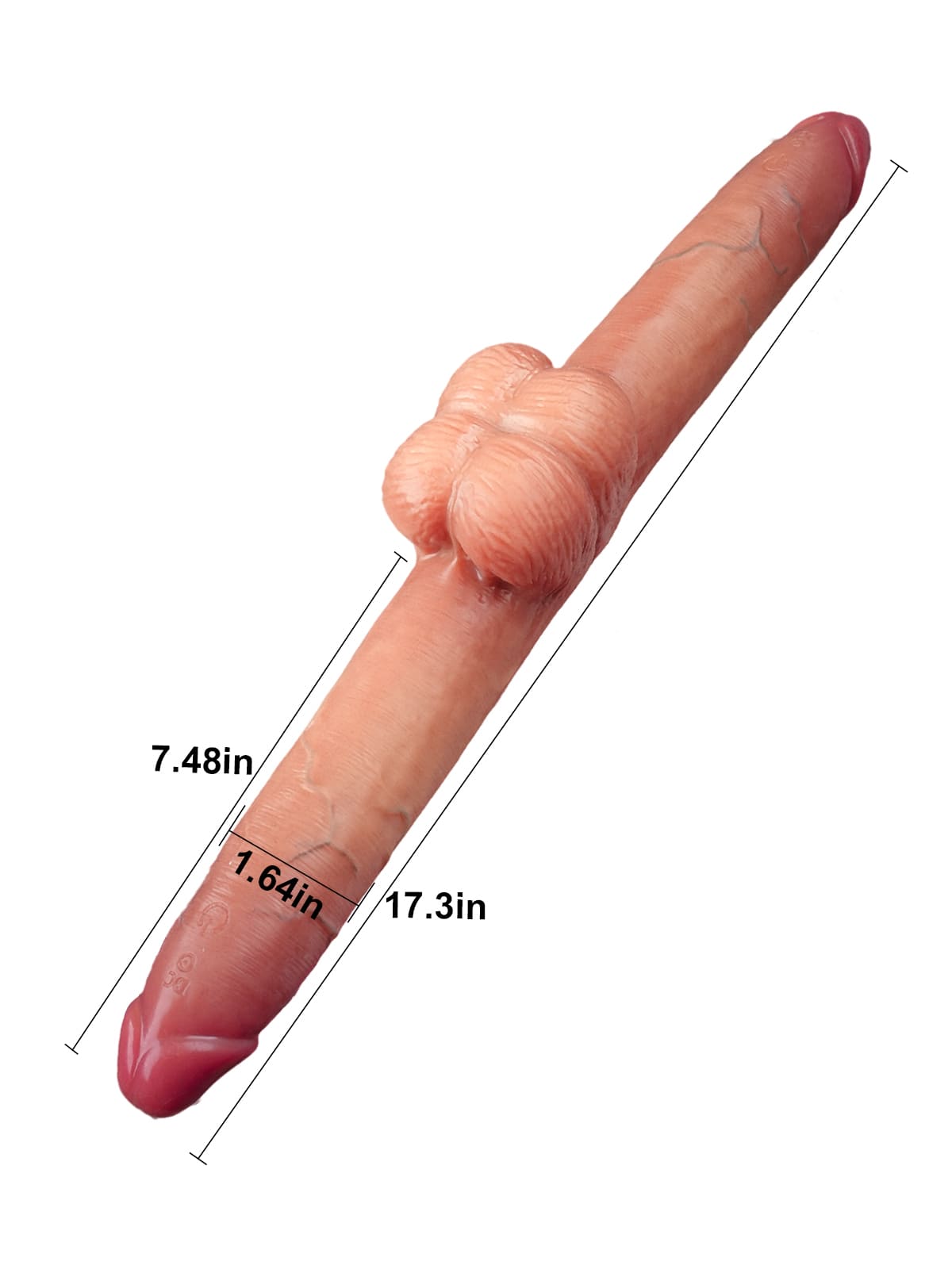 19" * 1.8" Vibrating Double Head Sliding Skin Dildos With Balls  10 Vibration - Rechargeable Remote Controller - S/M/L Size