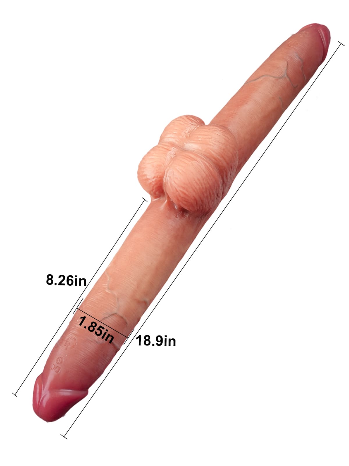 19" * 1.8" Vibrating Double Head Sliding Skin Dildos With Balls  10 Vibration - Rechargeable Remote Controller - S/M/L Size