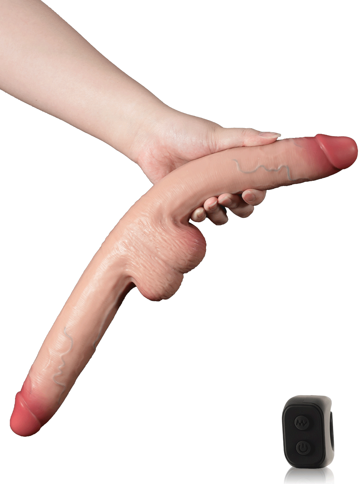 17" * 1.5" Vibrating Double Head Sliding Skin Dildos With Balls  10 Vibration - Rechargeable Remote Controller - M