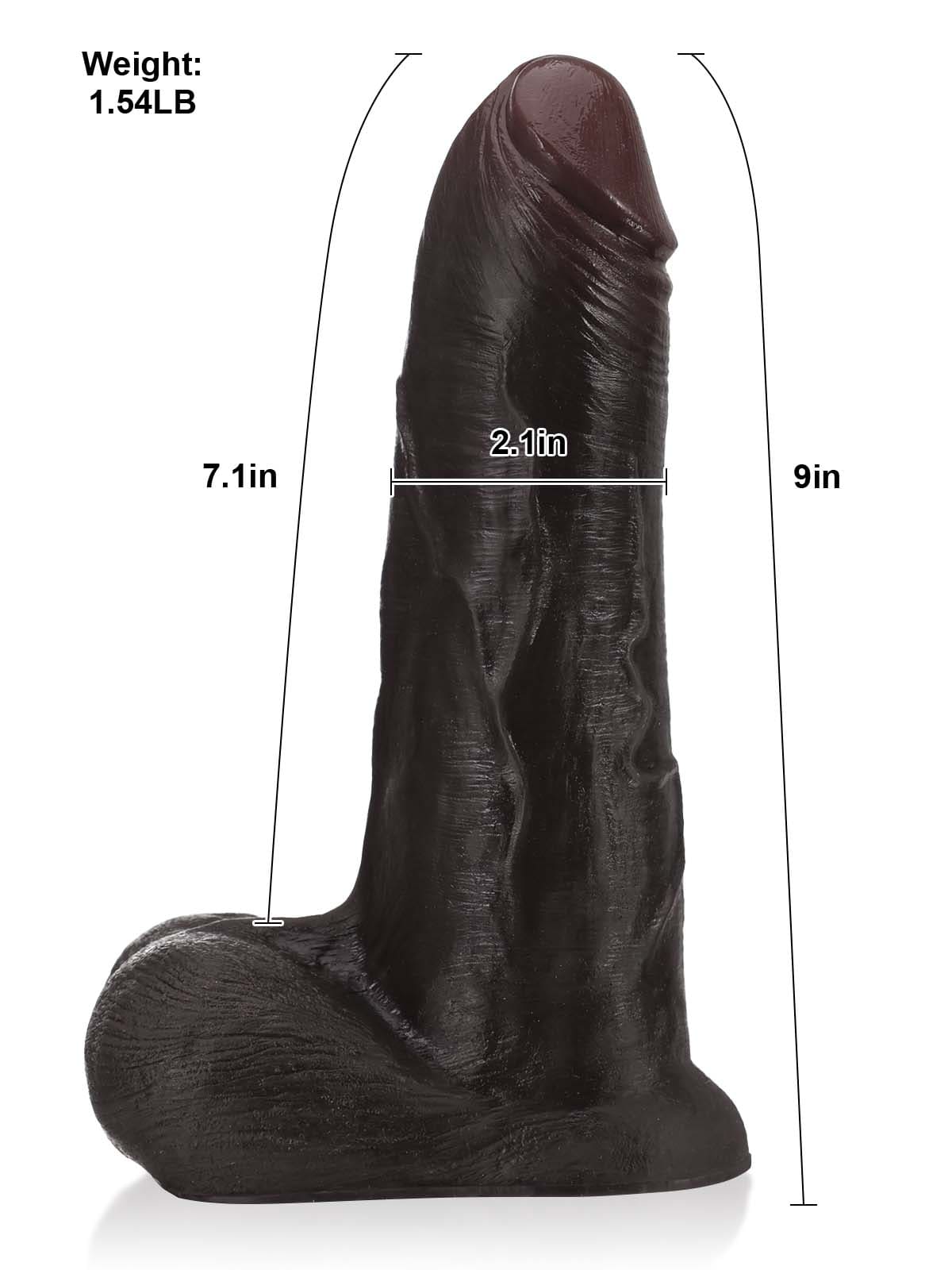 9" x 2" Black Sliding Skin Vac-U-Lock Dildo With Moving Balls  & Suction Cup