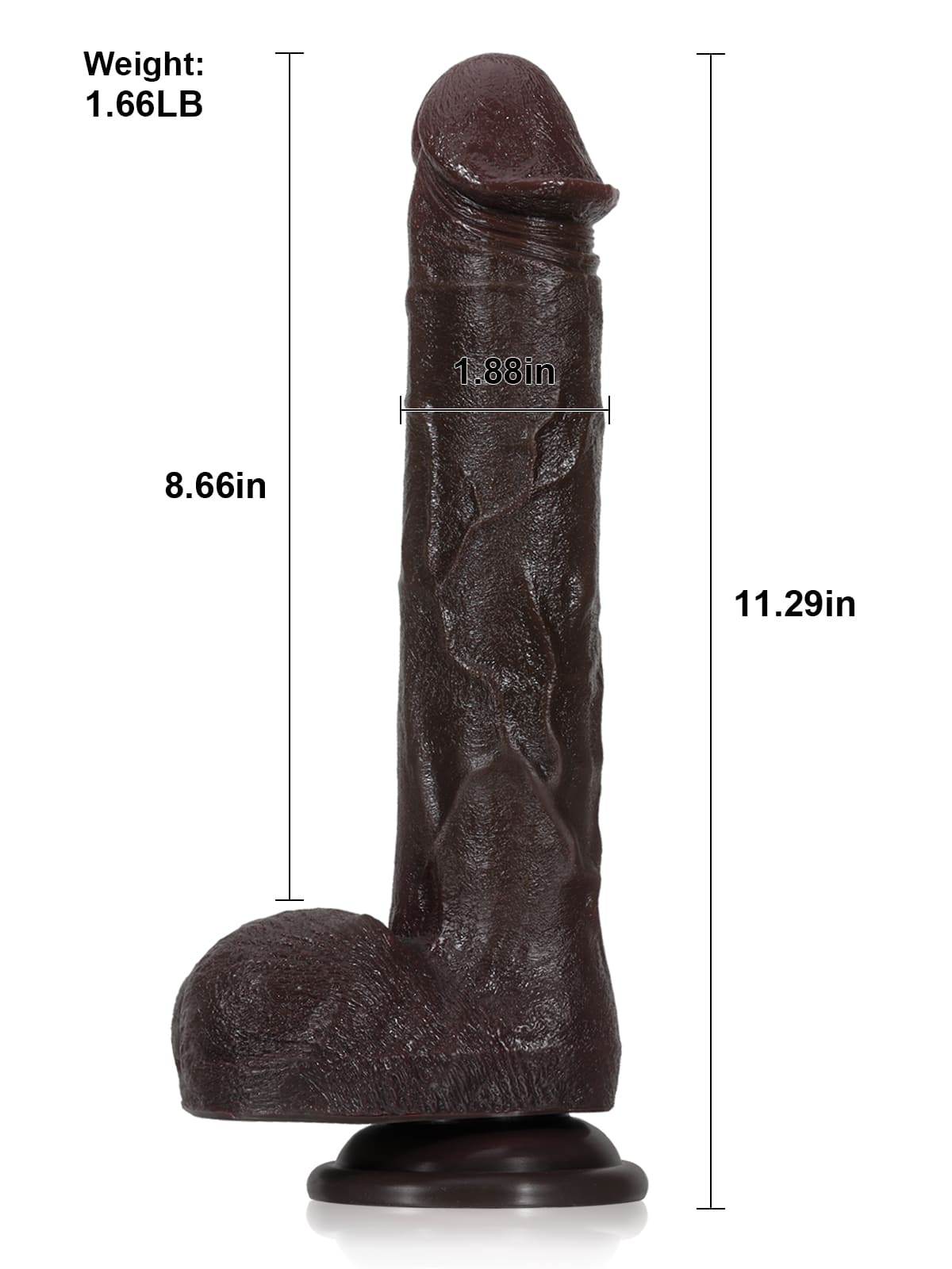 Adrian 11" x 1.9" Black Big Vibrating  Thrusting Dildo 7 Modes Thrusting & 3 Modes Vibrating