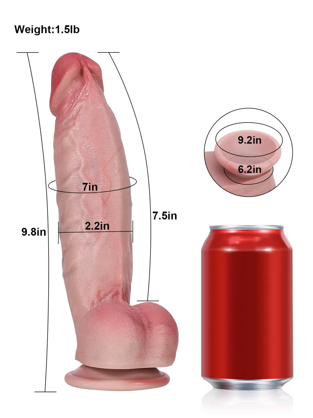 9.8" x 2.2" - Big Brother Realistic Soft Flesh Like Thick Short Fat Dildo