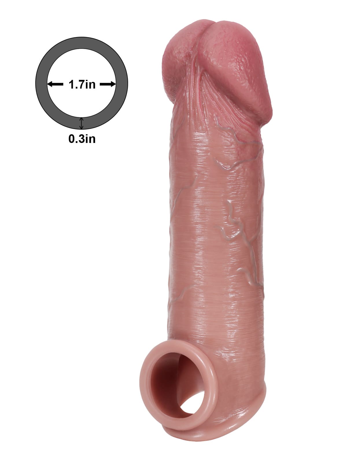 8.5” x 2” Big Glans Realistic Huge Penis Extension Sleeve