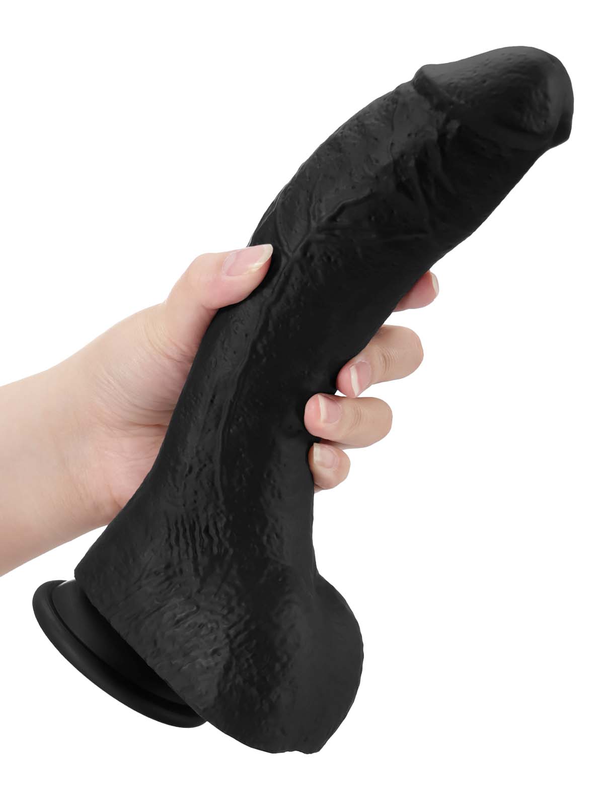 Dochtúir 10" x 1.6" Dildo Dual-Dlúis Ollmhór Dubh