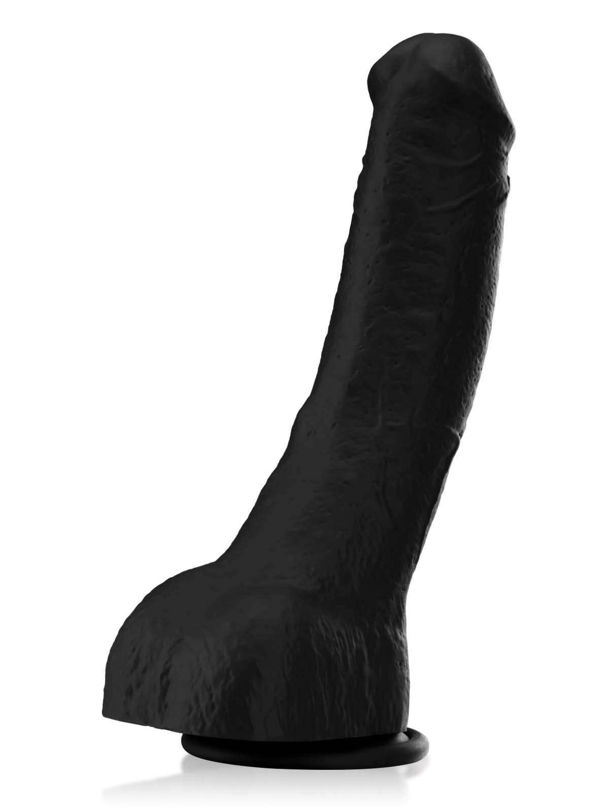 Dochtúir 10" x 1.6" Dildo Dual-Dlúis Ollmhór Dubh