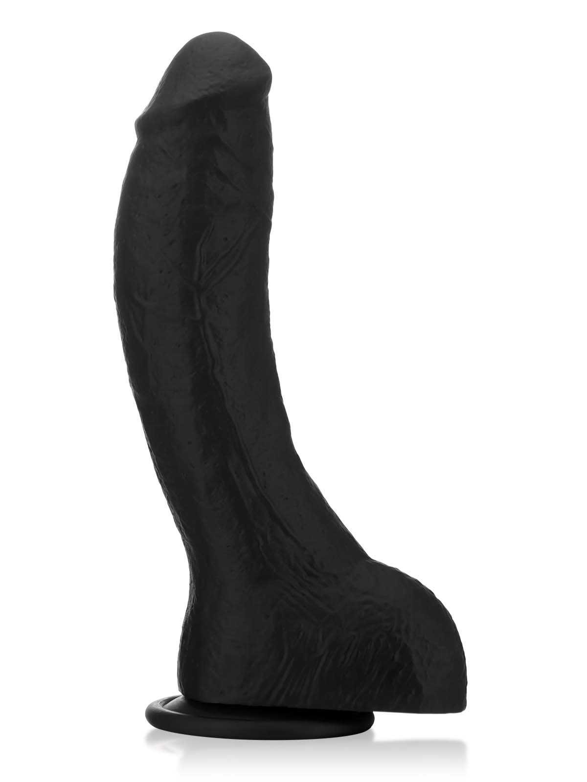 Dochtúir 10" x 1.6" Dildo Dual-Dlúis Ollmhór Dubh