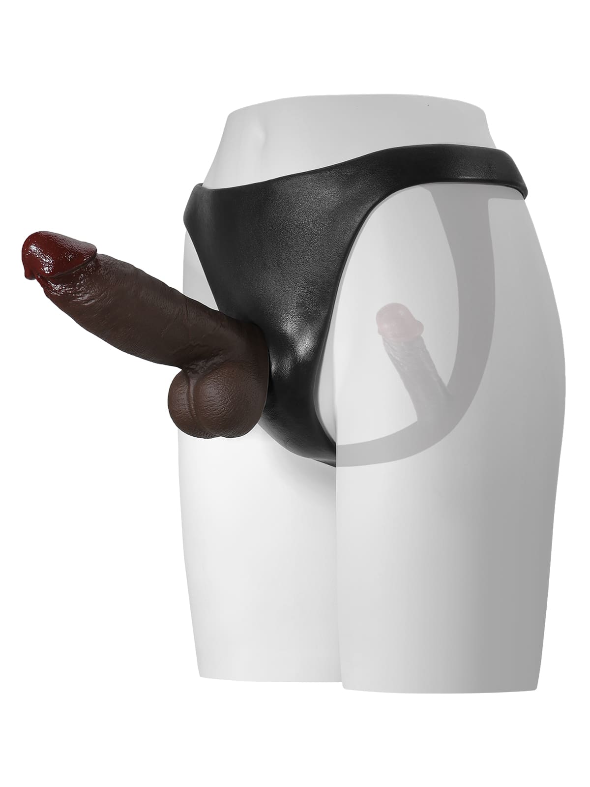 Black Silicone Strap-On with vibrating anal dildo For Suction Cup Dildo (Replaceable dildo not included)