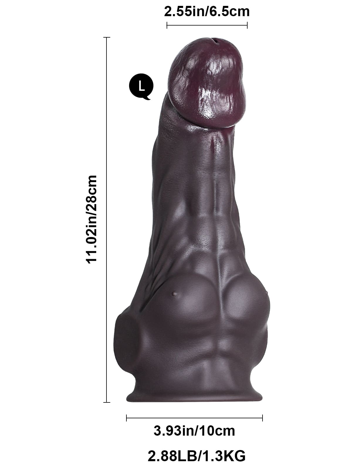 Brad 11" X 2.5" Sexy Massive Black Dildo Muscle Cock