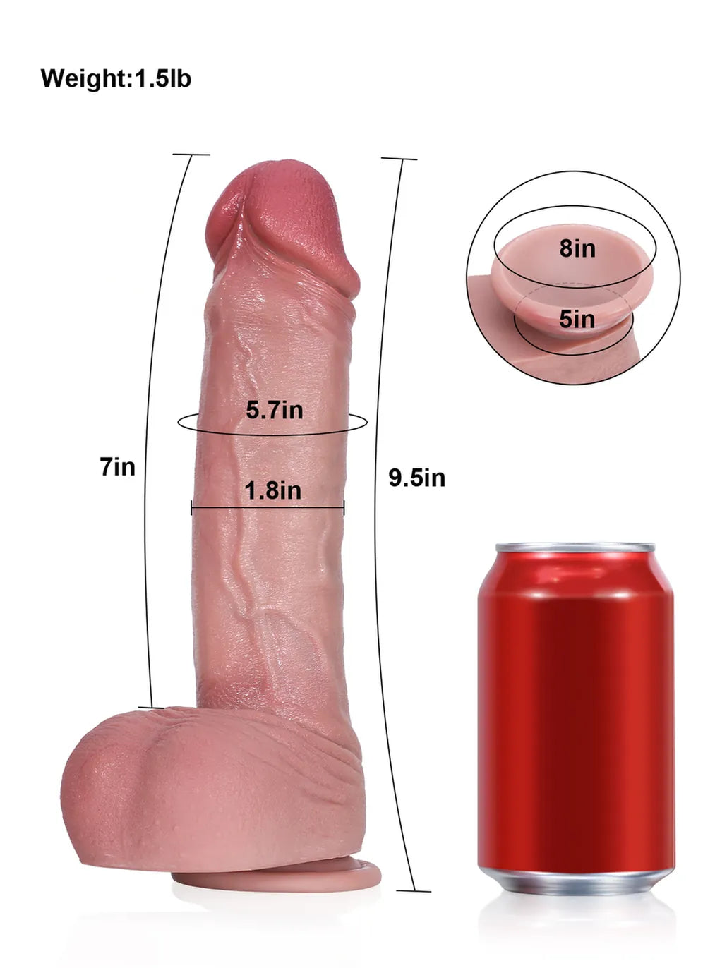 9.5" x 1.8" Flesh Ultra Realistic Real Feel Dildo