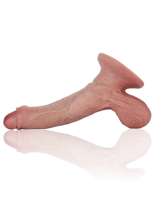 Chris | 8.3" x 1.8" - Uncircumcised Dildo With Swinging Saggy Balls &  Metal Keel Bendable