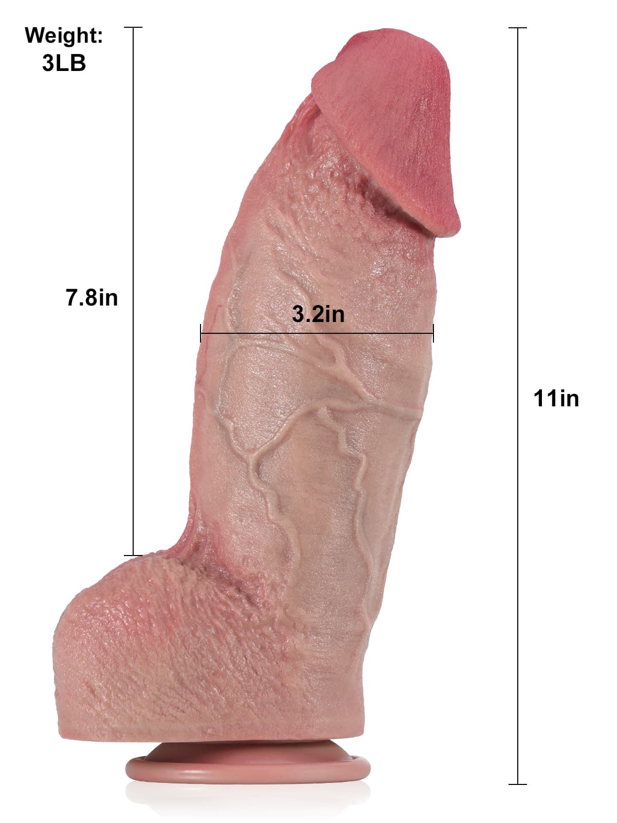 Diego 11" x 3.1" BBC Extra Realistic Huge And Thick Anal Dildo