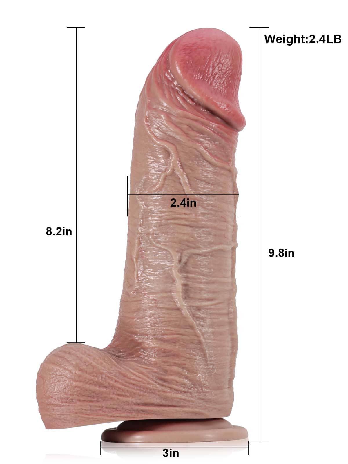 Finn 9.8" X 2.4" Very Soft Sliding Skin Huge Thick Dildo For Anal