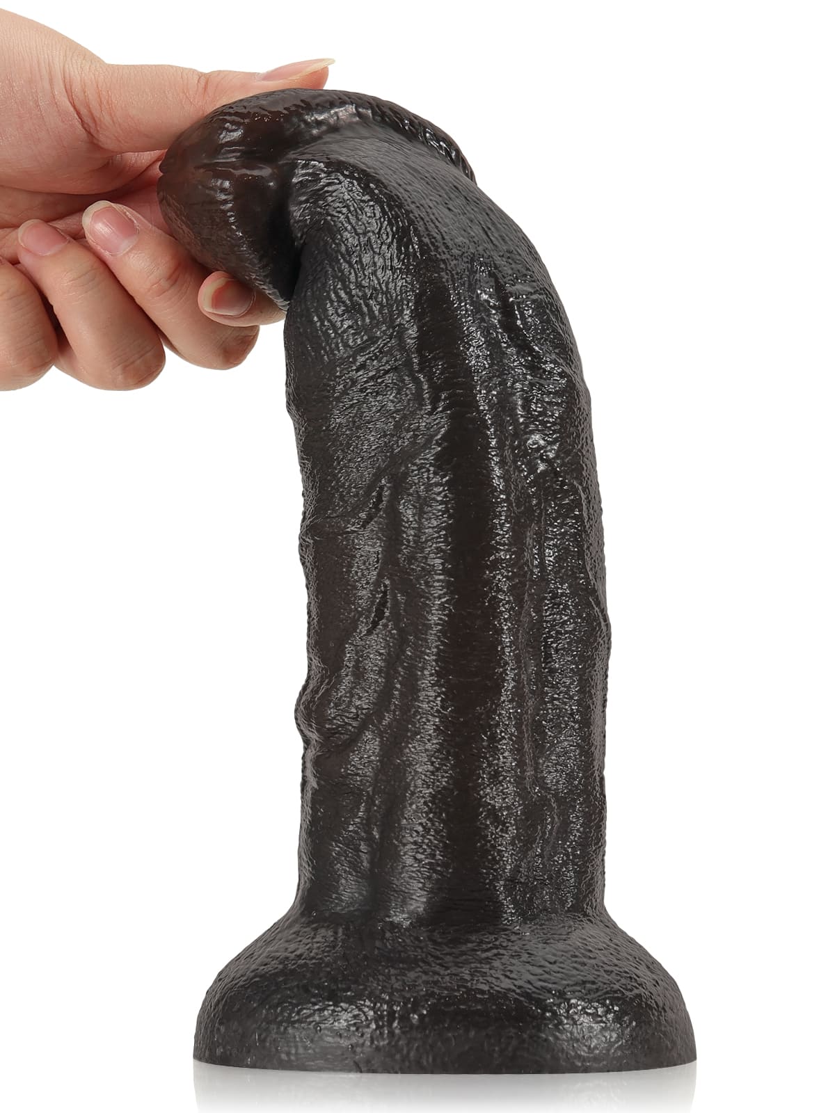 Fisher 10" X 2.3" Black Curved Dildo G Spot Suction Cup Dildo No Balls (XL Size）