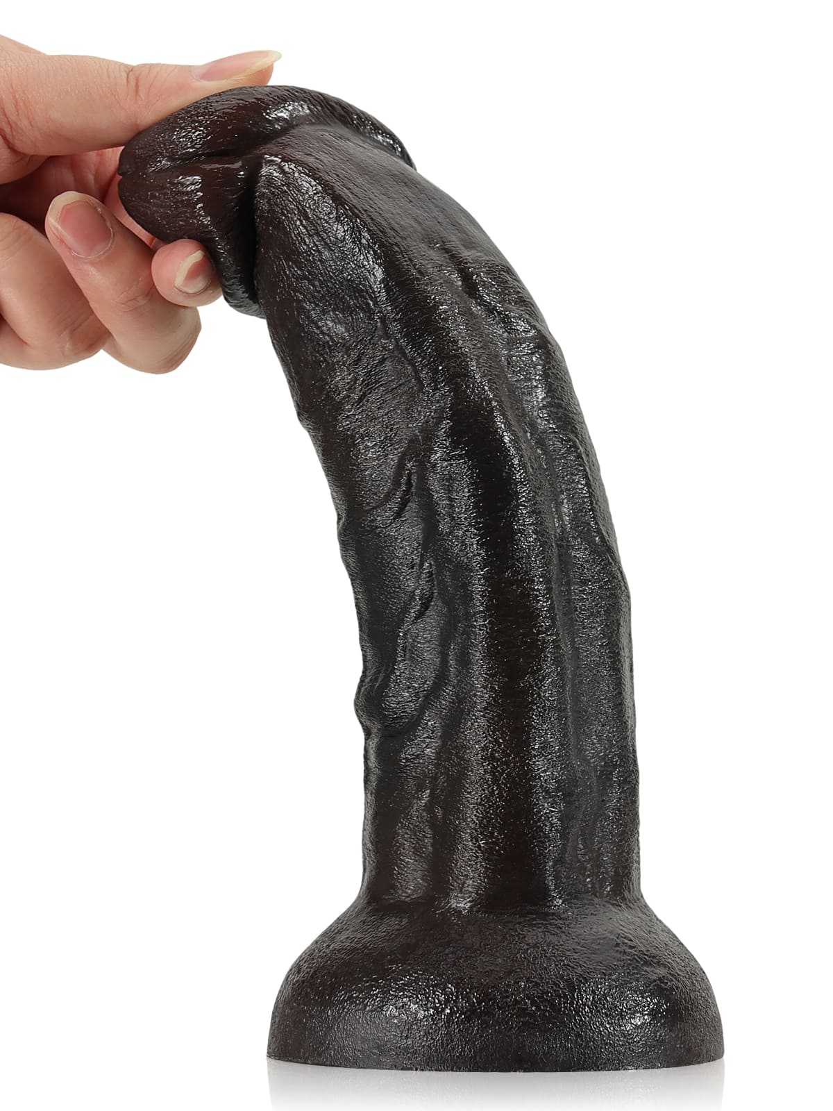 Fisher 8" X 1.9" Black Curved Dildo G Spot Realistic Dildo No Balls (L Size）