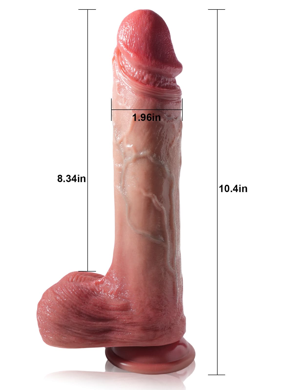 Grey 10" x 1.9" Flesh Big Vibrating  Thrusting Dildo 7 Modes Thrusting & 3 Modes Vibrating