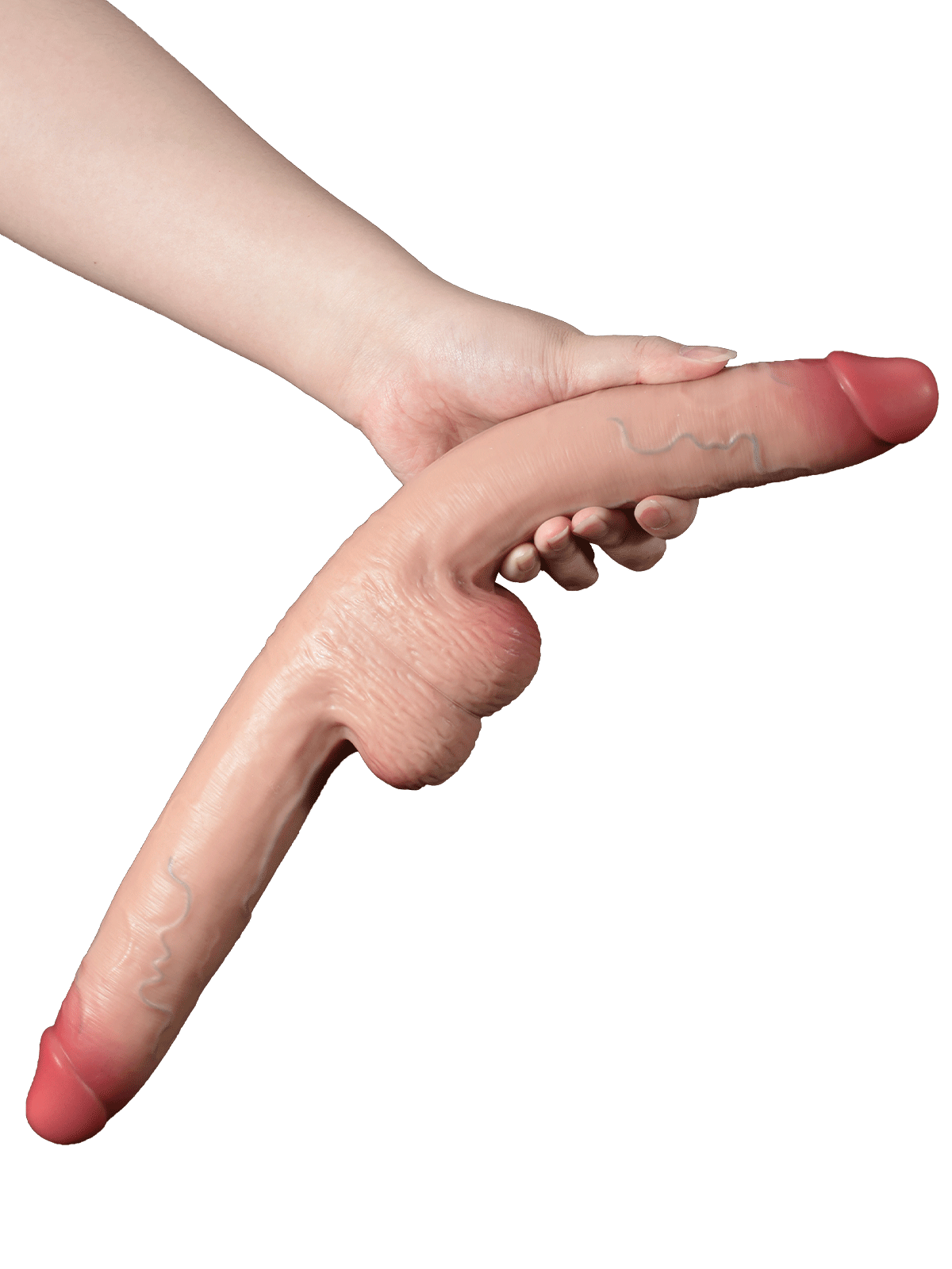 17" * 1.5" Vibrating Double Head Sliding Skin Dildos With Balls  10 Vibration - Rechargeable Remote Controller - M