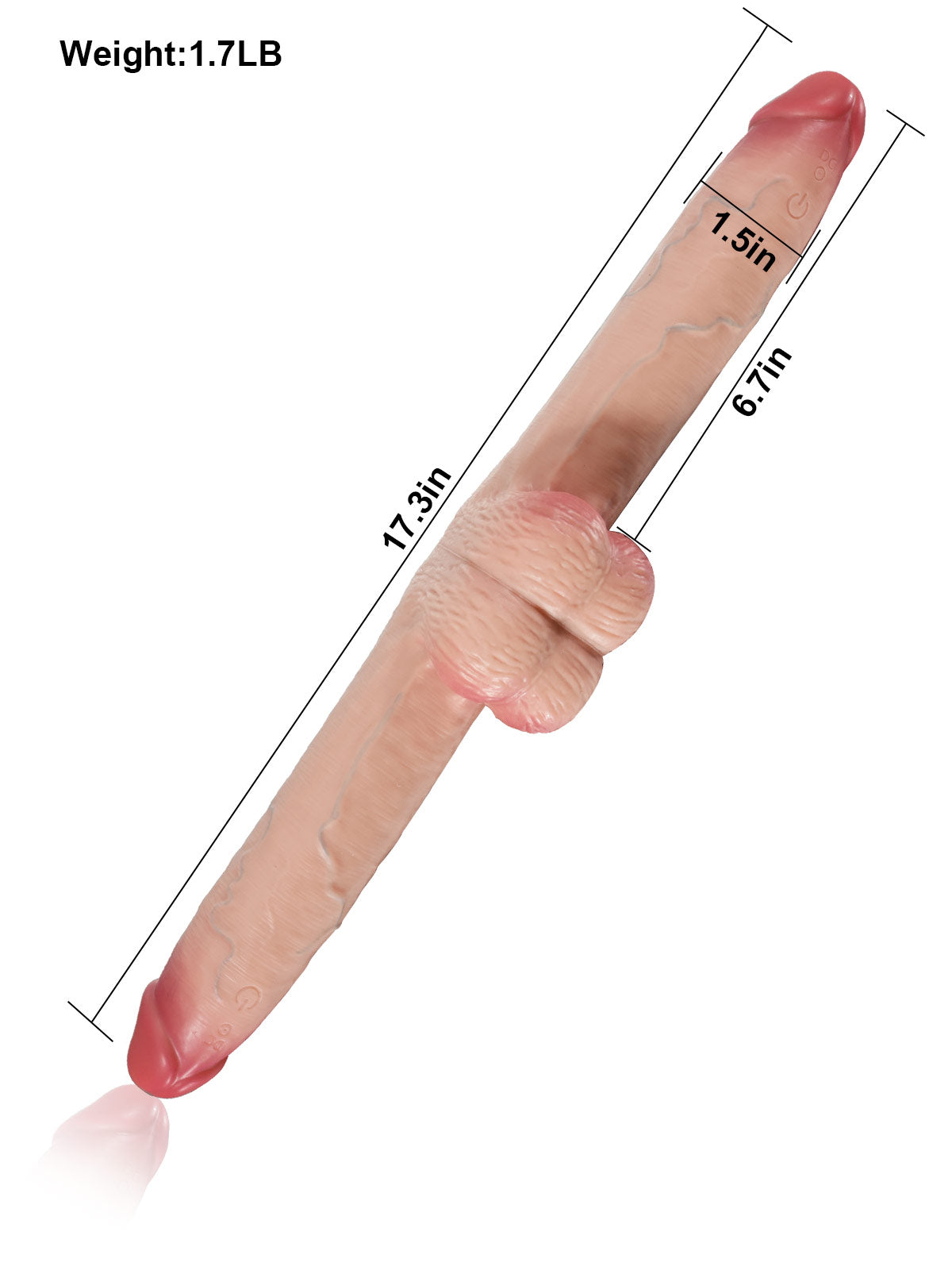 17" * 1.5" Vibrating Double Head Sliding Skin Dildos With Balls  10 Vibration - Rechargeable Remote Controller - M