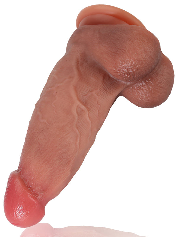 Consolador vibrador Jack marrón grueso de 23,4 x 7 cm, grande, grueso, potente, 10 frecuencias