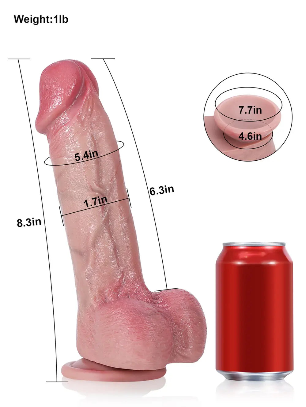 8.3" x 1.7" - G Spot Flesh Curved Dildo With Metal Keel Bendable