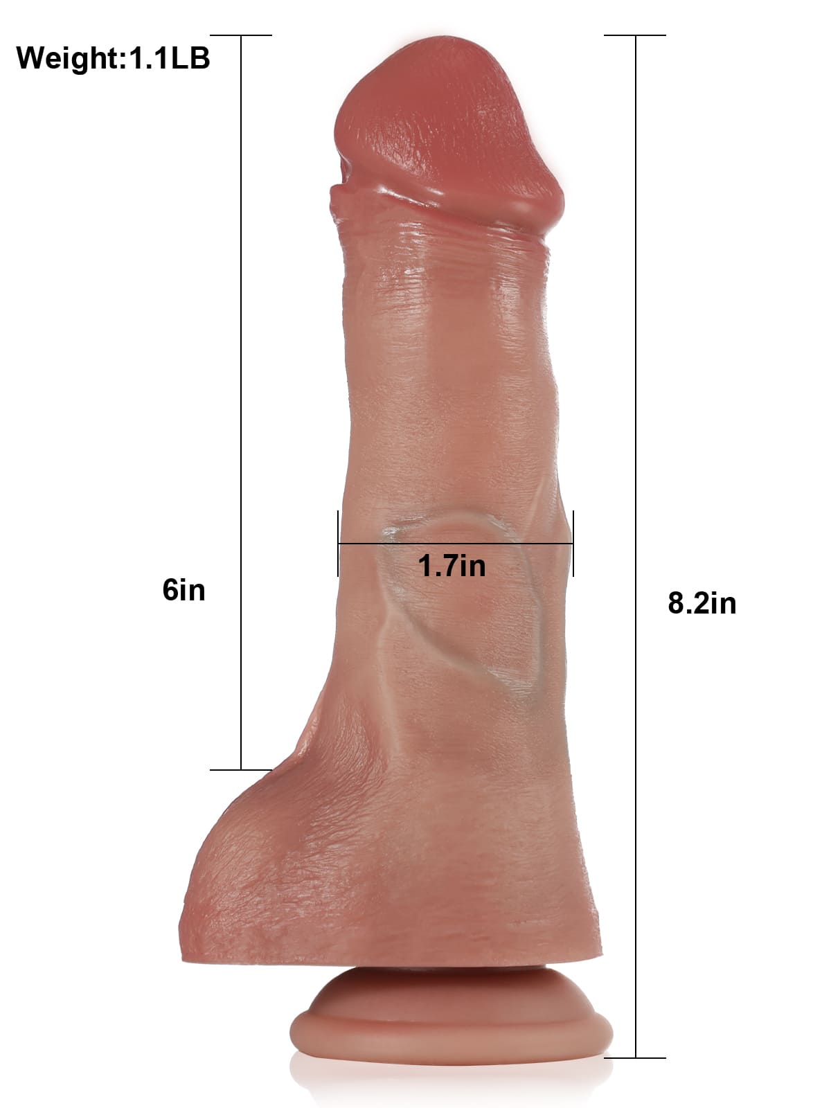 Joseph 8" x 1.7" Thrusting Pulsating Vibrating Heating Dildo