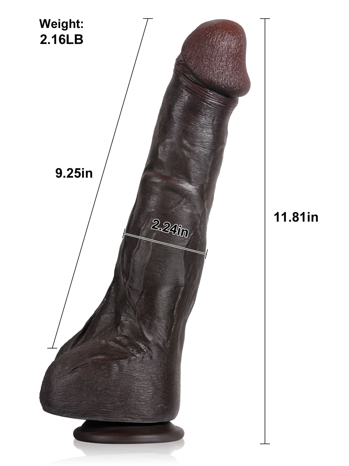 Jeff 12" x 2" Huge Anal Dildo With Metal Keel Bendable