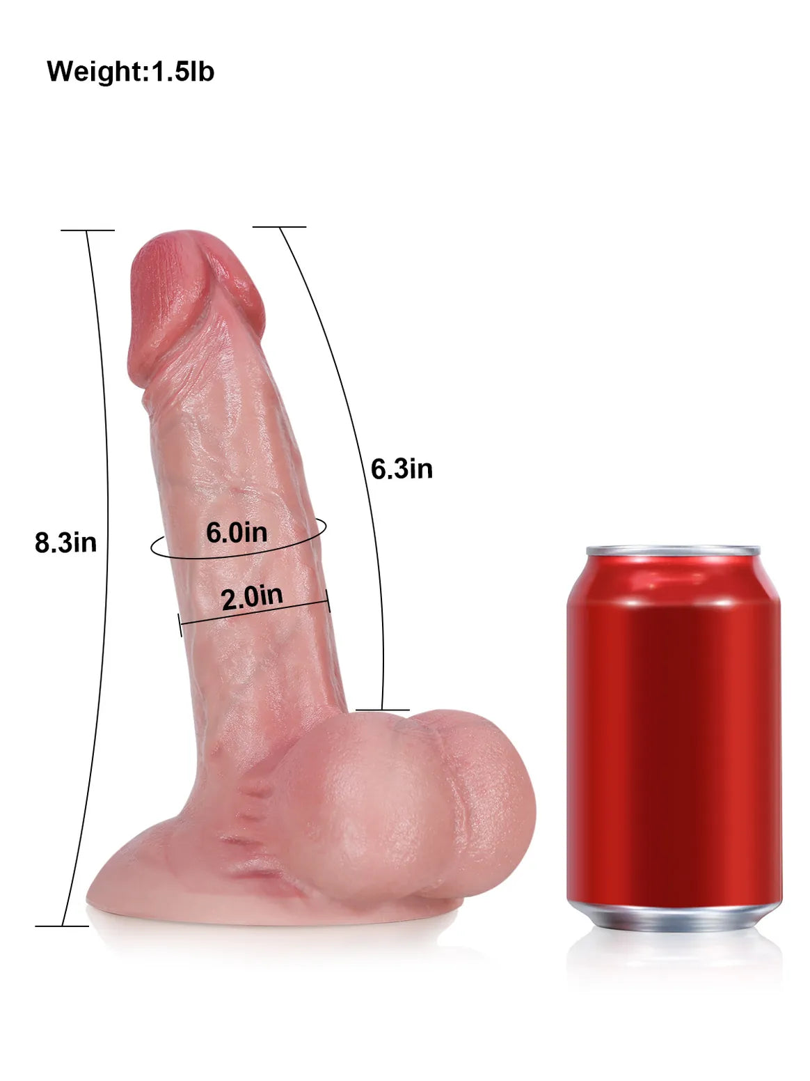 8.3" x 2" - Thick White Realistic Feeling Dildo With Big Balls