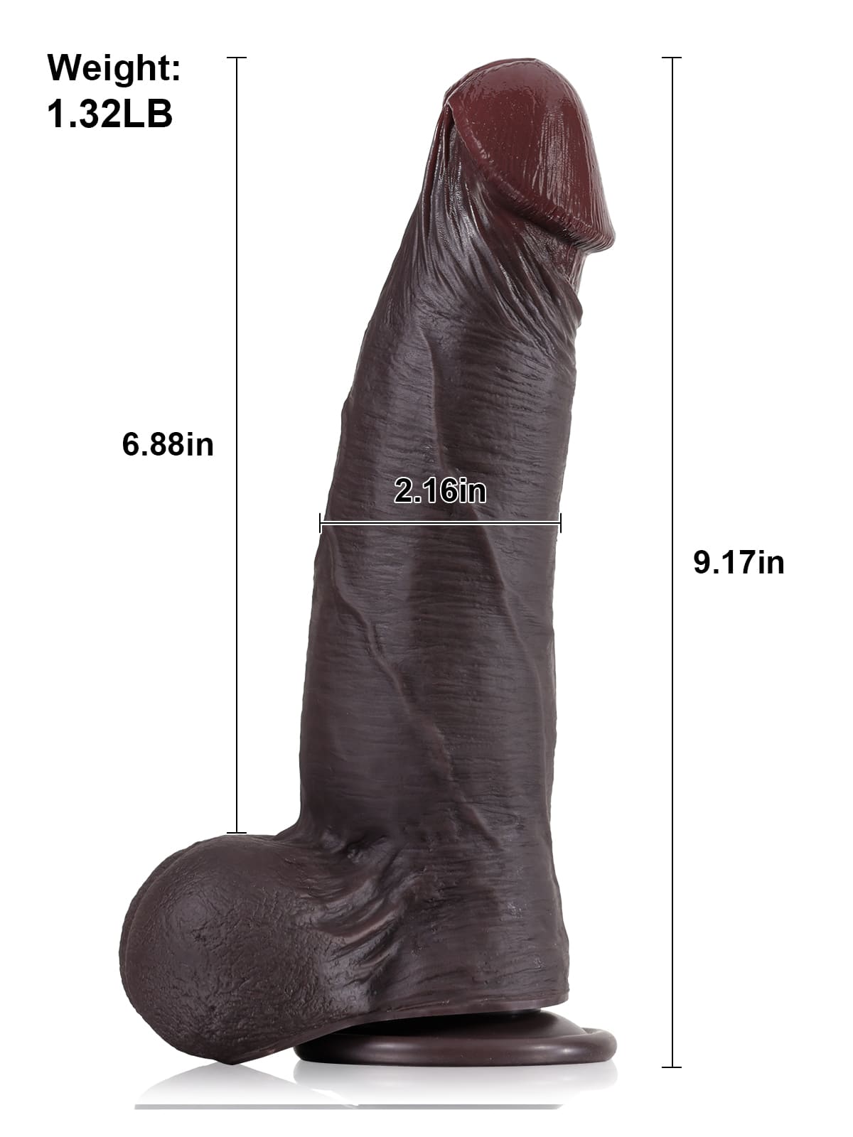Joshua  9" x 2" Black Soft Skin Thick Sliding Skin Dildo With Moving Balls