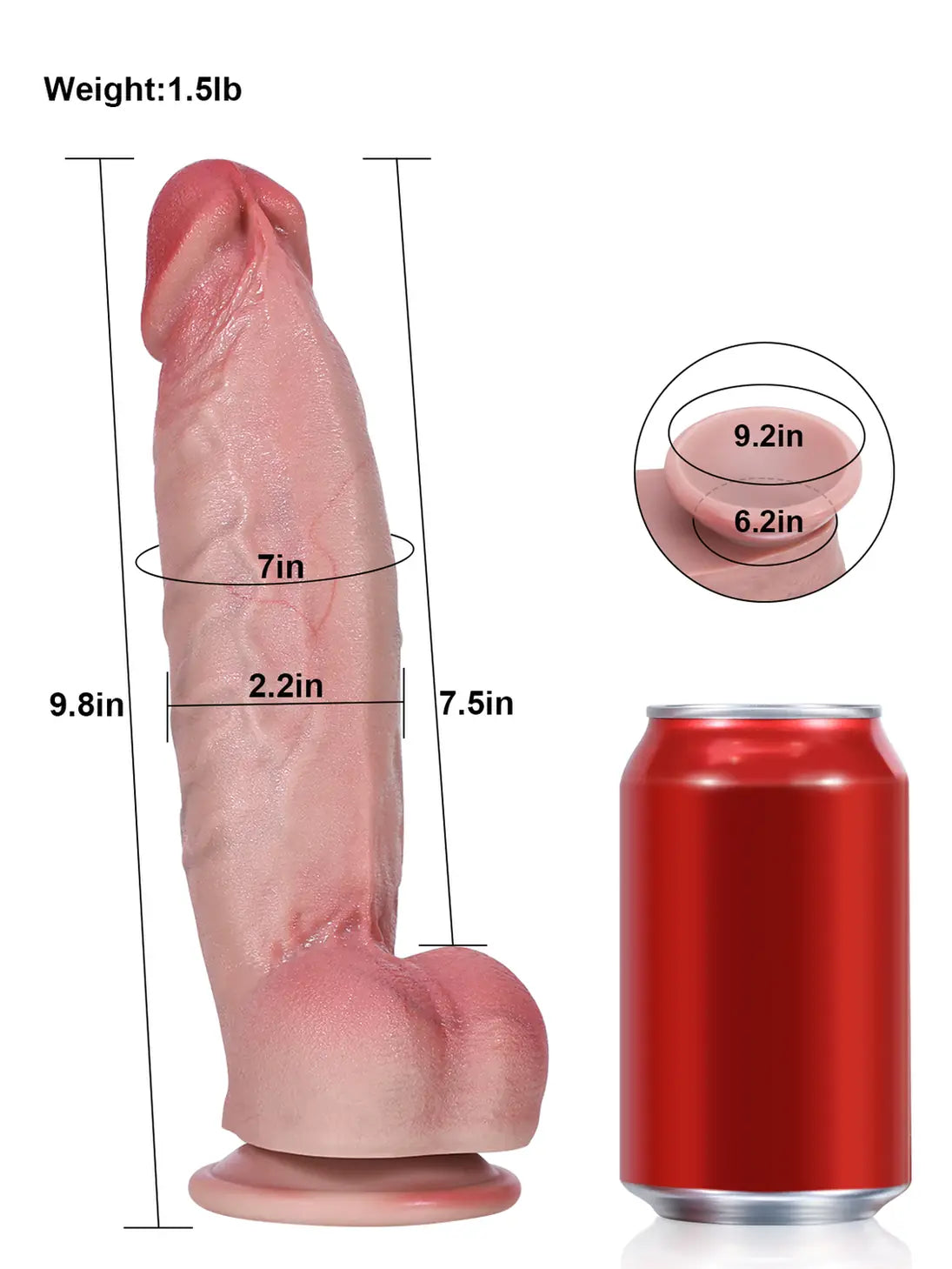 9.8" x 2.2" - Big Brother Realistic Soft Flesh Like Thick Short Fat Dildo