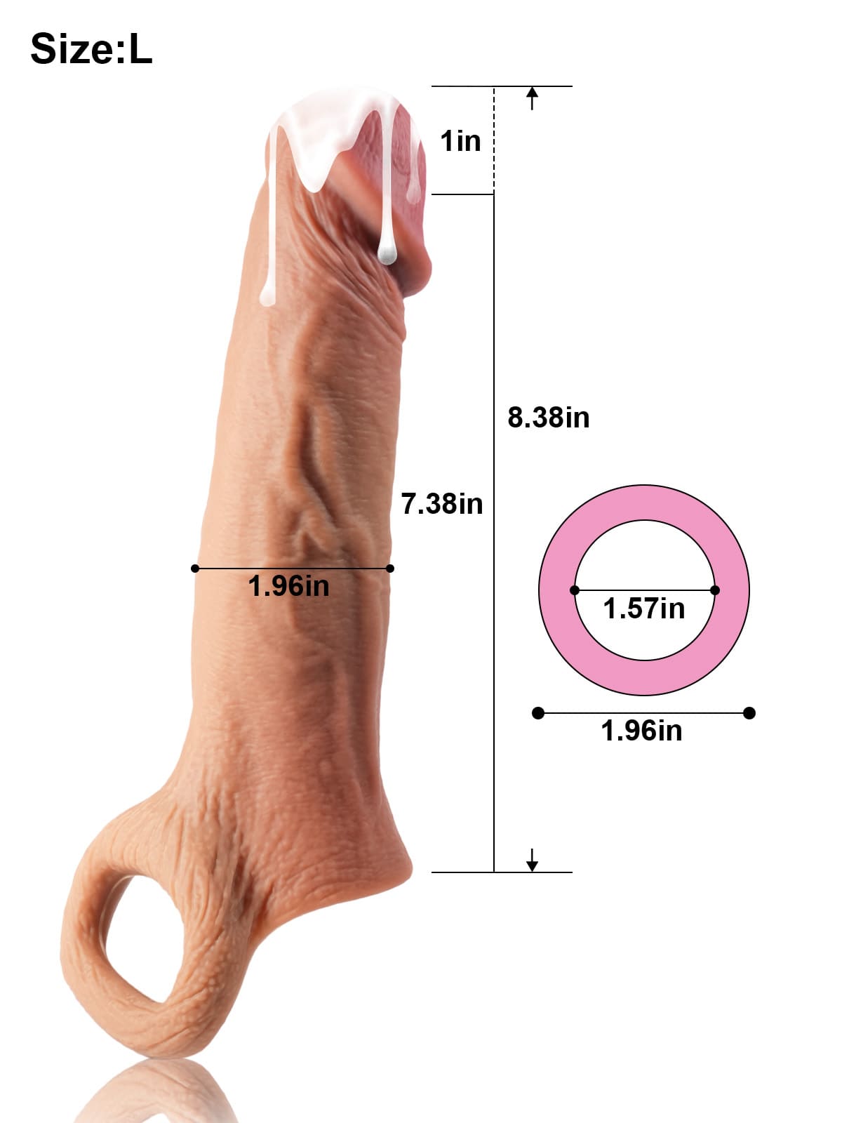 Perfect 8” Length x 5.9” Girth M/L Size Penis Sleeve With Ejaculatory Hole