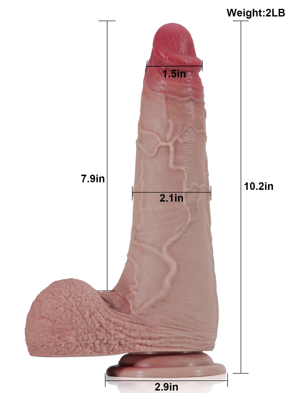 Lewis 10" X 2.1" Thick Huge Soft Sliding Skin Dildo With Foreskin
