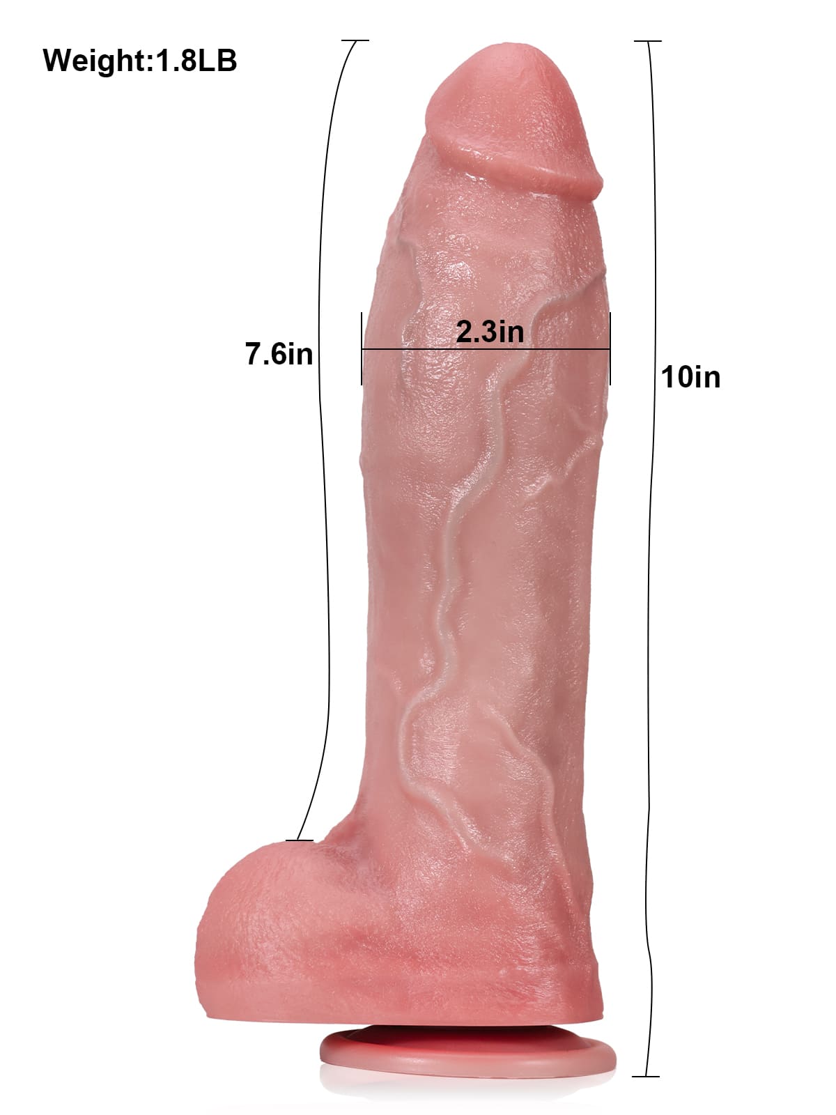 Max 10" x 2.3" Thick Thrusting Dildo with Vibration, Heating & Remote Control