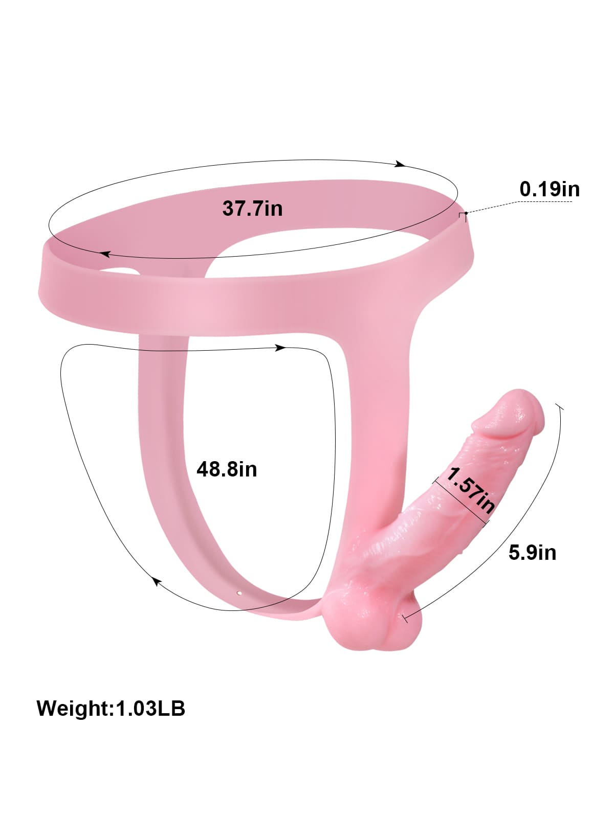 Nathan Pink Realistic Silicone Strapped Dirty Penis, Sexy Thong Style - with 5.9" x 1.6" Dildo