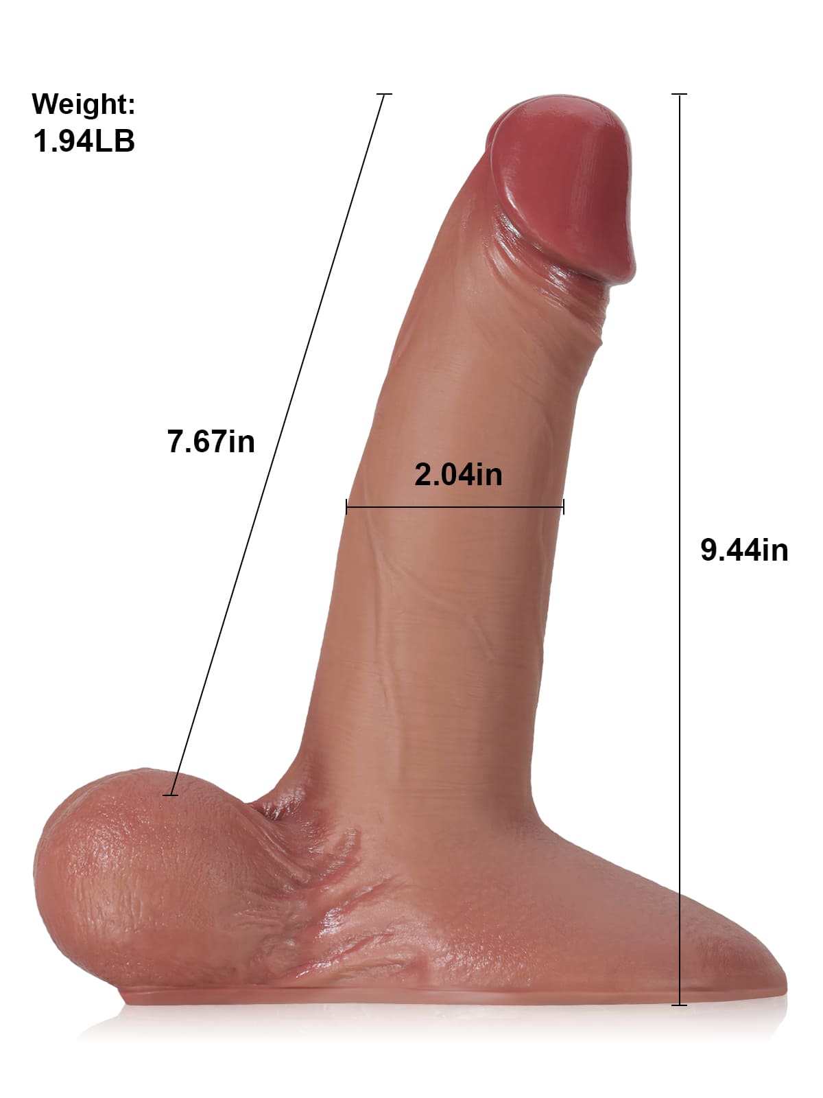 Patriot 9.4" x 2" Sliding Skin Vac-U-Lock Dildo With Moving Balls & Suction Cup