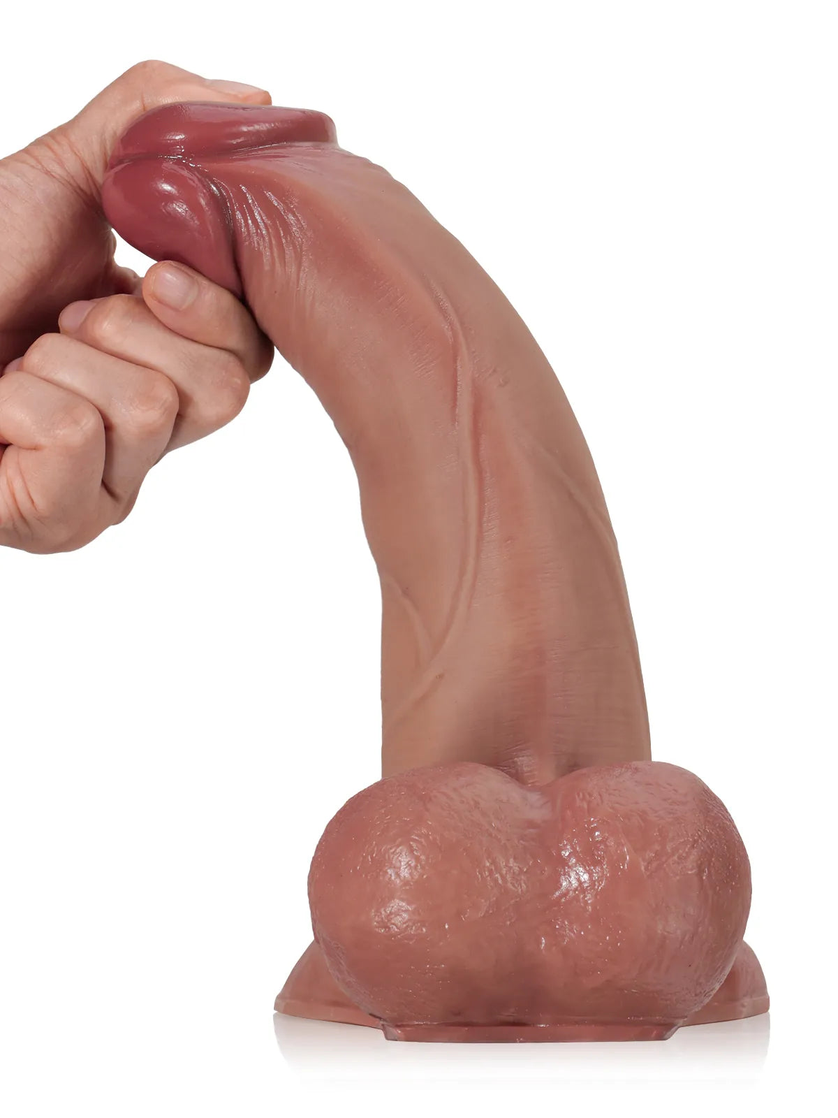Patriot | 9.4" x 2" Brown Sliding Skin Vac-U-Lock Dildo With Moving Balls & Suction Cup