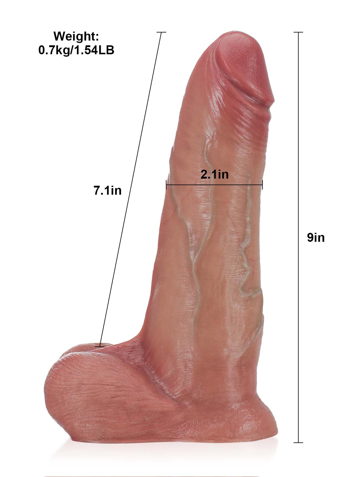 Phantom  9" x 2" Thick Sliding Skin Vac-U-Lock Dildo With Moving Balls  & Suction Cup