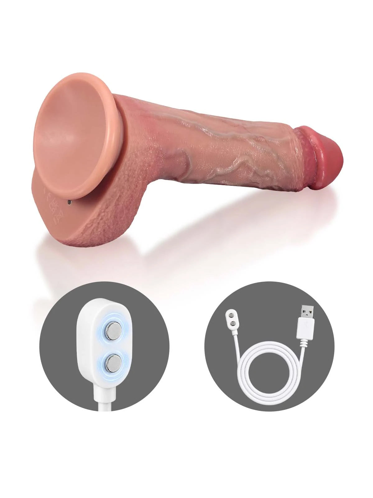 Victor | 8.8" x 1.8" Thrusting Vibrating Heating Realistic Dildo with Big Mushroom Head