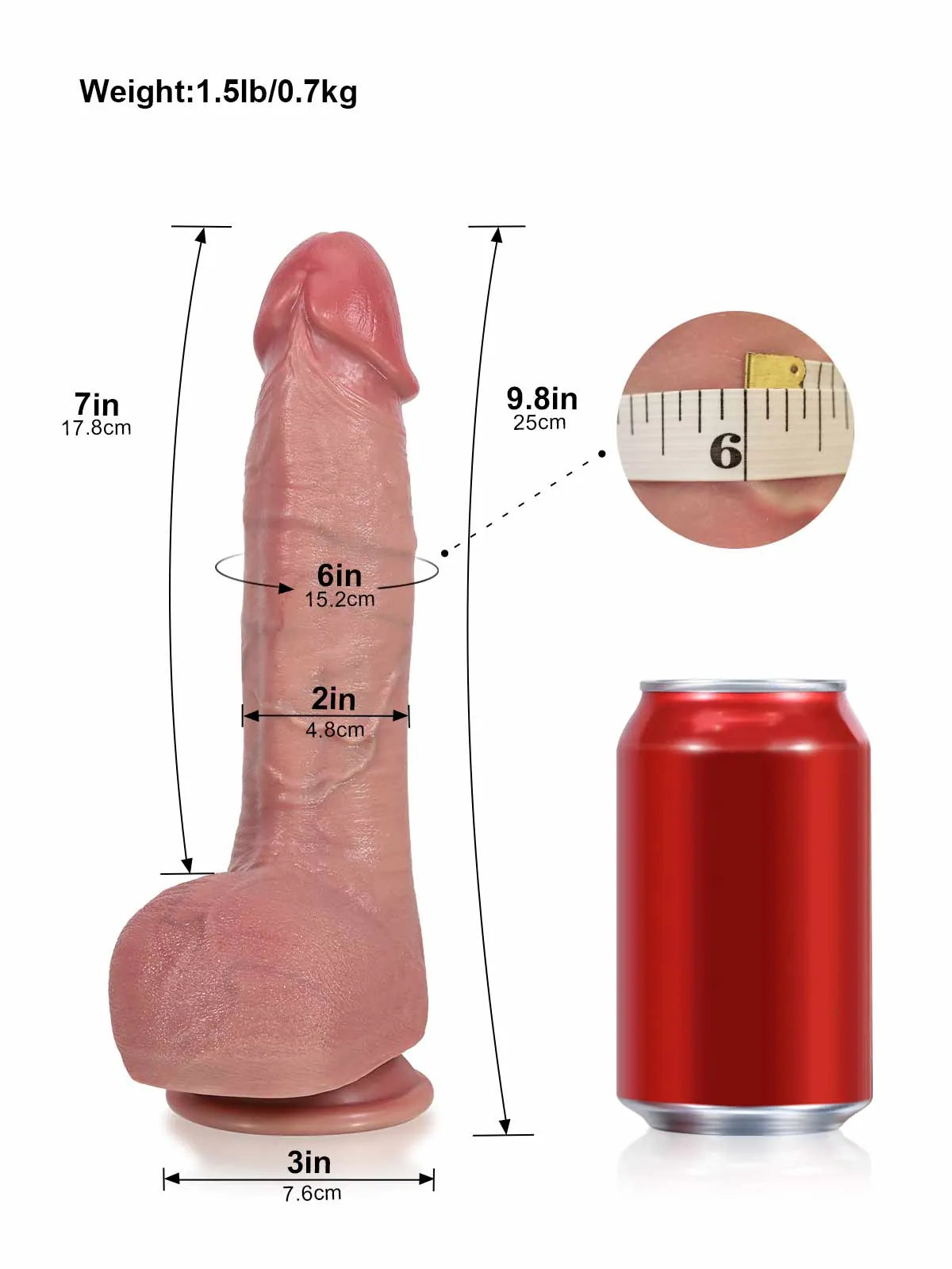 Dominic |  9.8" x 2" - Realistic Dildo with Full Shaft and Angled Head