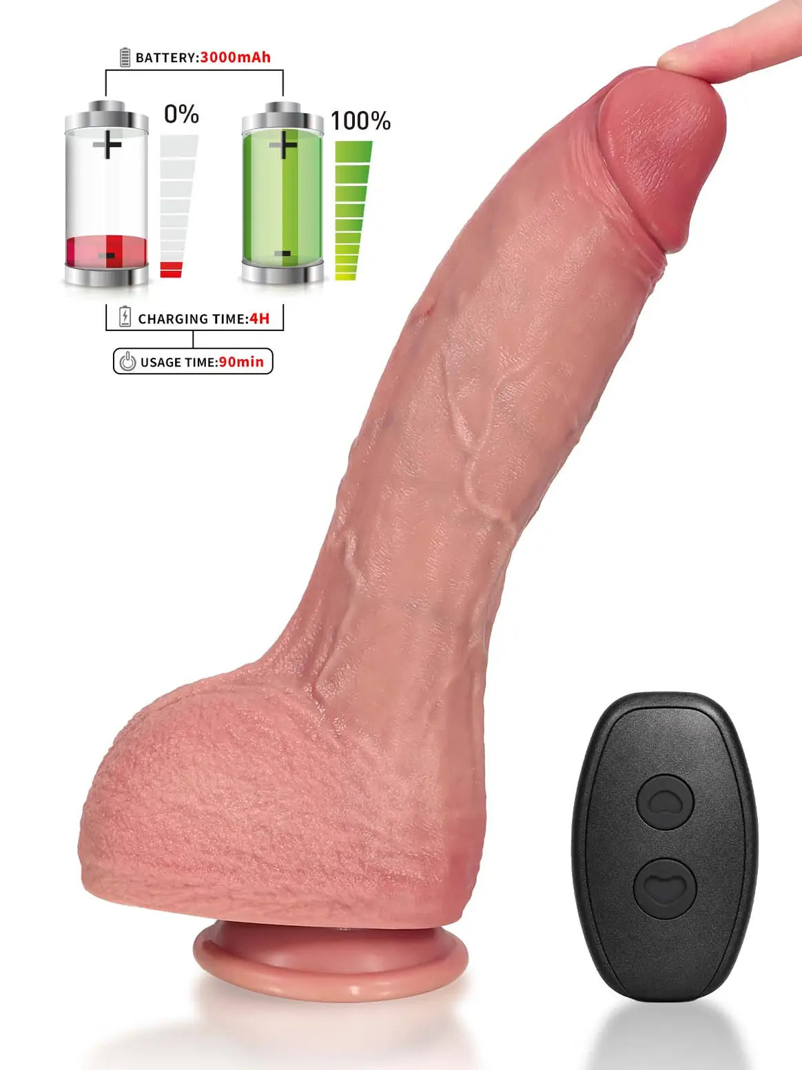 Vincent | 11" x 2.2" Hands-Free Realistic Thrusting Dildo with Ring Remote and Vibration