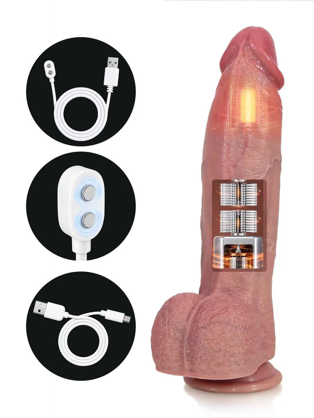Henry | 10.8" x 2.3" Huge Thrusting Vibrating Dildo with Mushroom Glans and Ring Remote